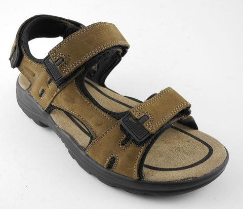 ROAMERS Triple Velcro Oily Nubuck Leather Sports Hiking Trail Sandals